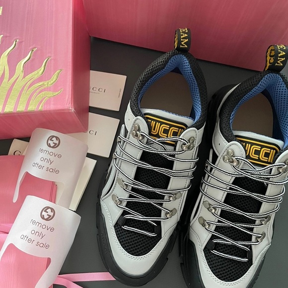 authentic GUCCI technical canvas calfskin reflective men’s flashtrek sneakers - Picture 7 of 9